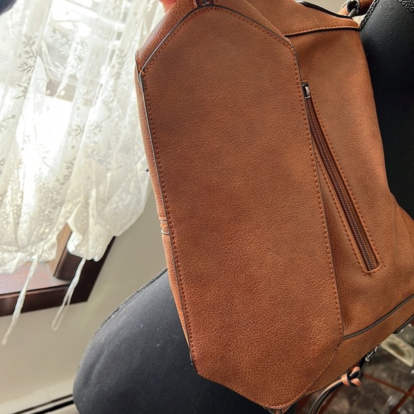 Cognac Leather Hobo Bag with Tassel Detail - Picture 3 of 7